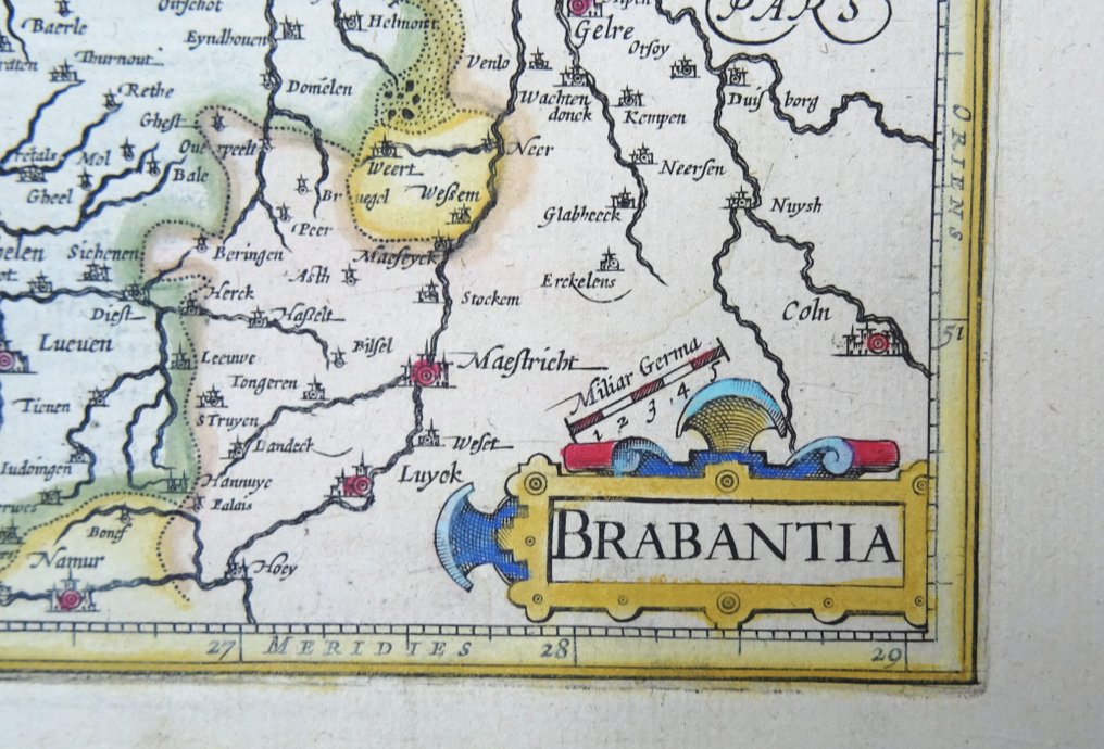 比利时 - 荷兰,布拉班特,北布拉班特,林堡,列日; P. Bertius / J. Hondius - Brabantia - 1601-1620 #2.1