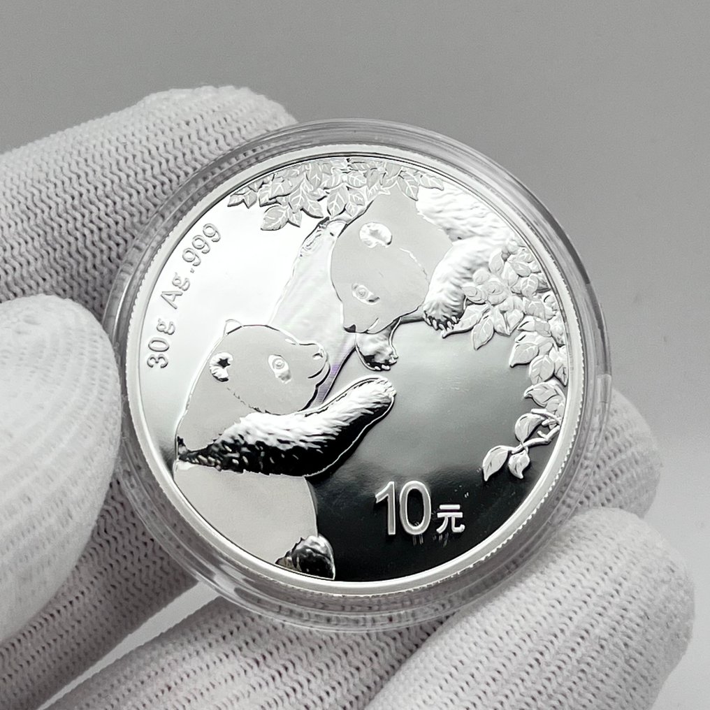 China. 10 Yuan 2023 Chinese Panda – 30g .999 Silver – Original Mint Packaging – BU Condition (Sem preço de reserva) #4.3