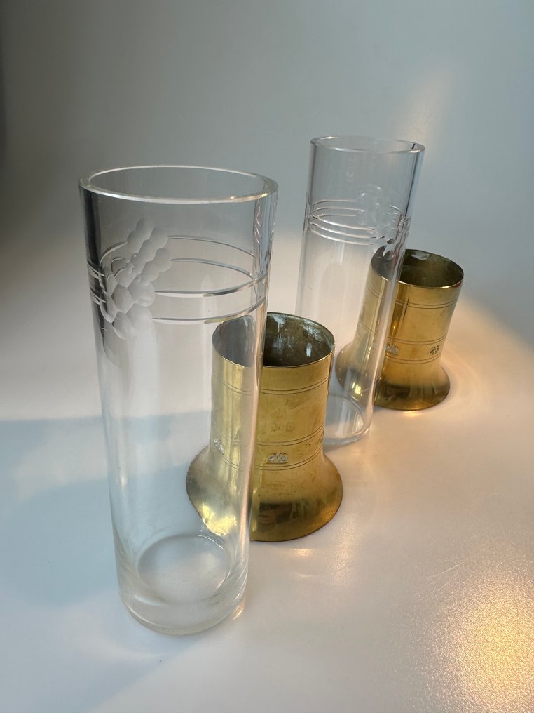 Daalderop - Vase (2) - Messing, Glas - Model 1160 #4.3