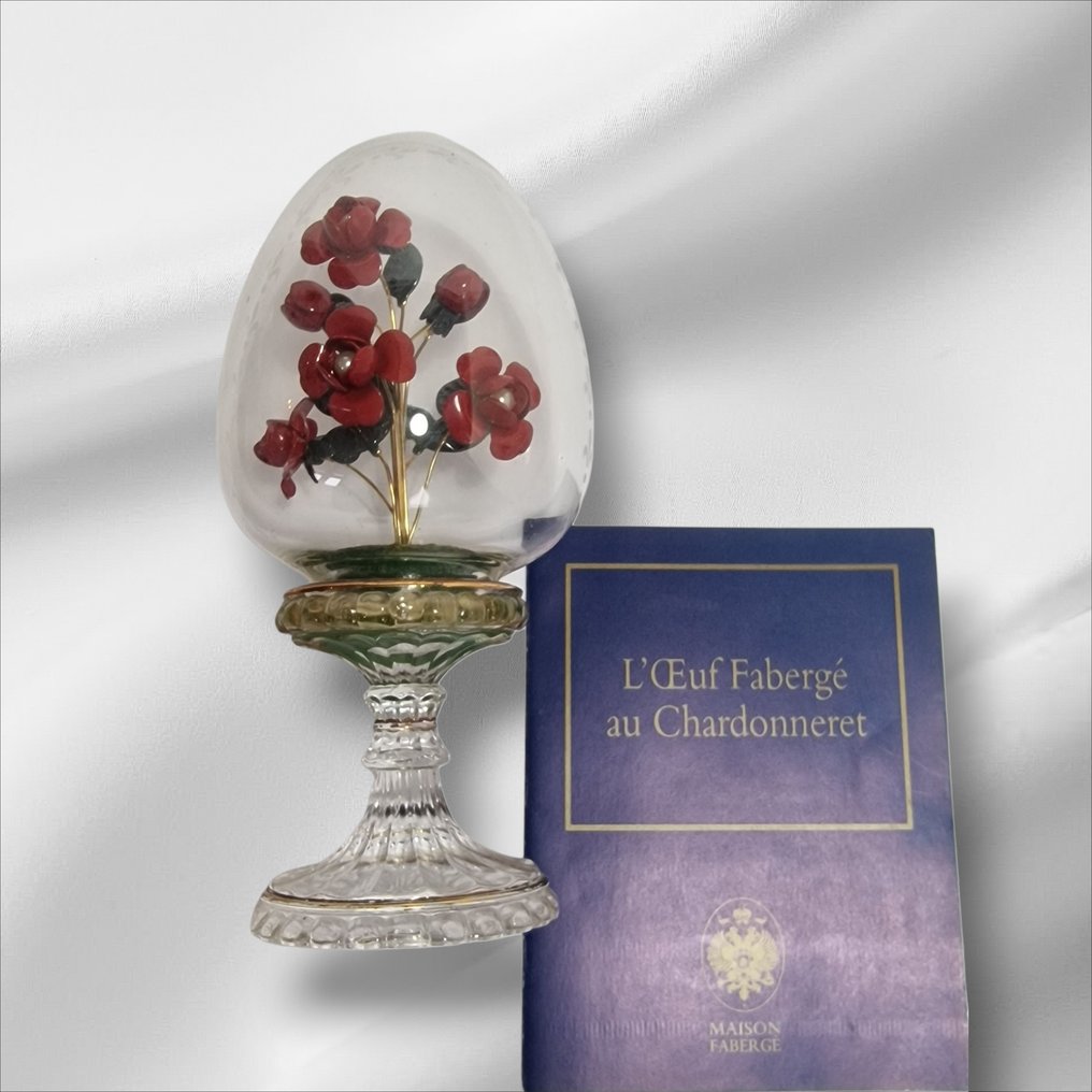 Αυγό Fabergé - Κόκκινα τριαντάφυλλα με μαργαριταρένια καρδιά. - Κρύσταλλο #1.0