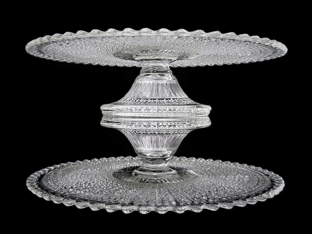 Val Saint Lambert - Charles Graffart Art Deco taartschotel 'Hambourg' 1913 - Kakestativ - Hamburg - Glass #2.1