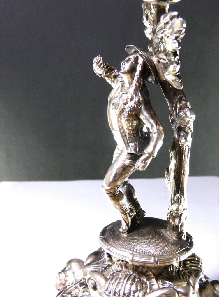 Κηροπήγιο Chamberstick Μονόχειρα, άδειο - με μικρογραφία αγοριού. (2) - .900 silver #4.3