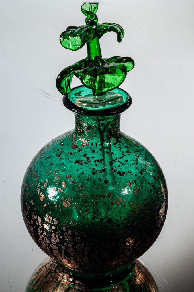 Murano - Jar (2) - Two bottles with aventurine - height 11 & 10.5 cm - Murano glass #4.3