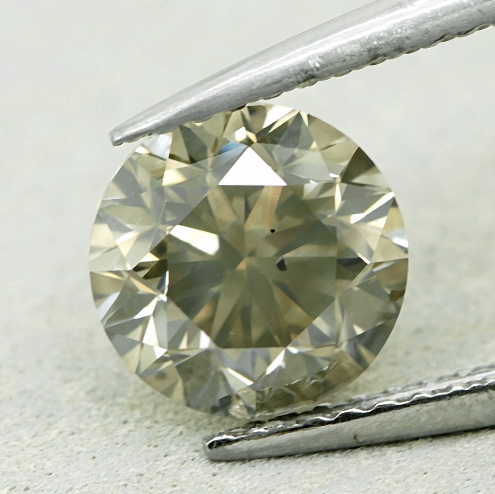 1 pcs Diamond (Natural coloured) - 1,80 ct - Round - Light Greyish Yellow - SI2 - Gem Report Antwerp (GRA) #4.3