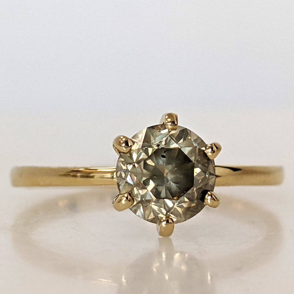 Sem preço de reserva - Anel - 14 K Ouro amarelo - 1.18ct. tw. Diamante (Colorido natural) - GWLab #1.0