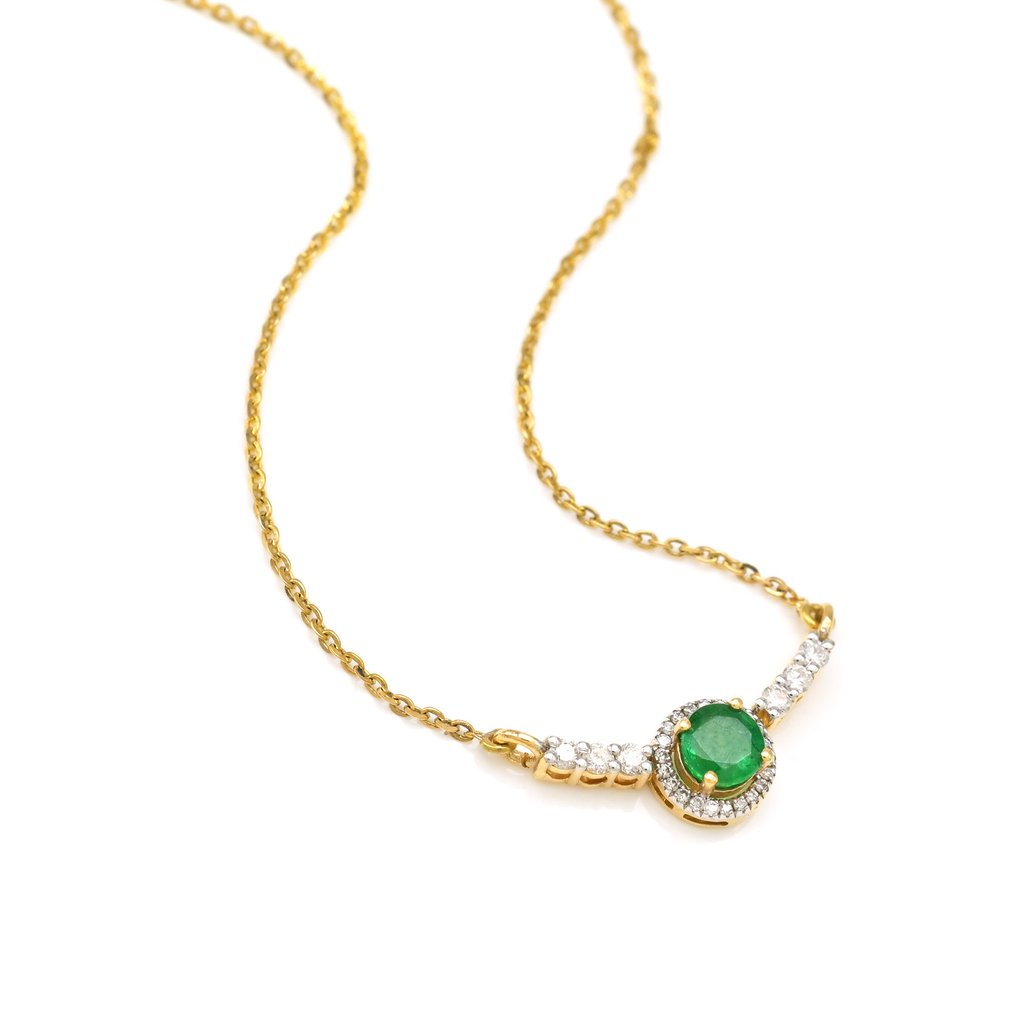 项链 - 18K包金 黄金 -  0.61ct. tw. 祖母绿 - 钻石 #4.3