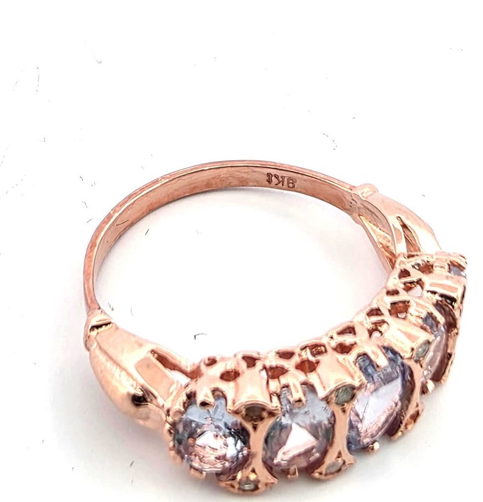 没有保留价 - 戒指 - 9 kt. 玫瑰金, 银 黄宝石 - 钻石 #3.2