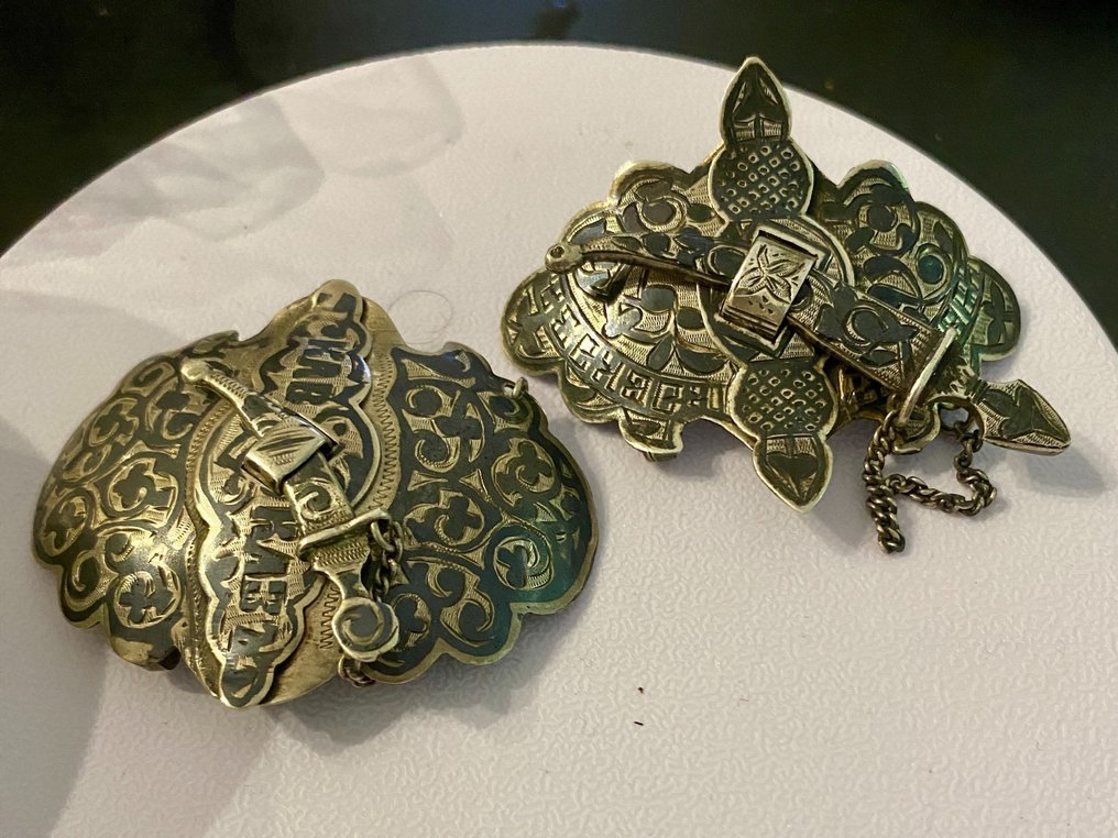 Κούμπωμα ζωνών Niello του Καυκάσου, κλείσιμο μαχαίρι 84, ασήμι - Ασημί - Ρωσία - Dagestan #1.0