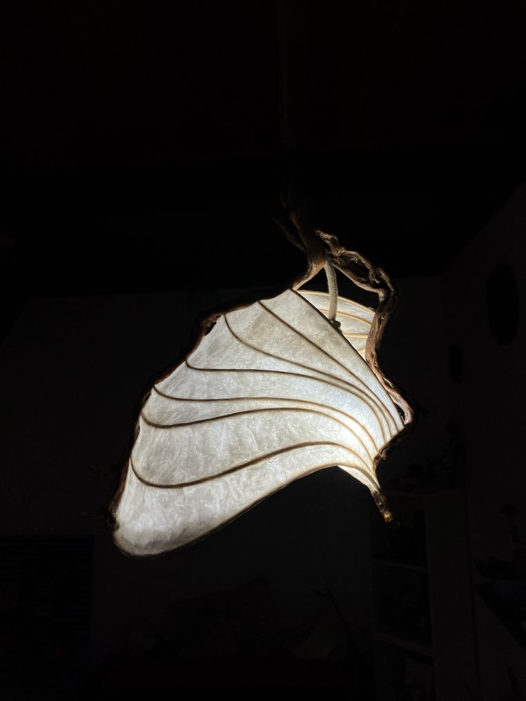 Atomojo - 吊灯 - 米纸, rotin romarin - 发光雕塑 - 采用来自马略卡的迷迭香木制作的独一无二的模型。 #1.0