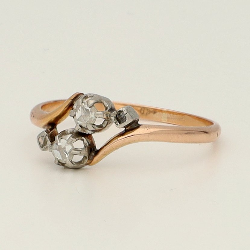 戒指 - 18K包金 玫瑰金 - 钻石 #1.0