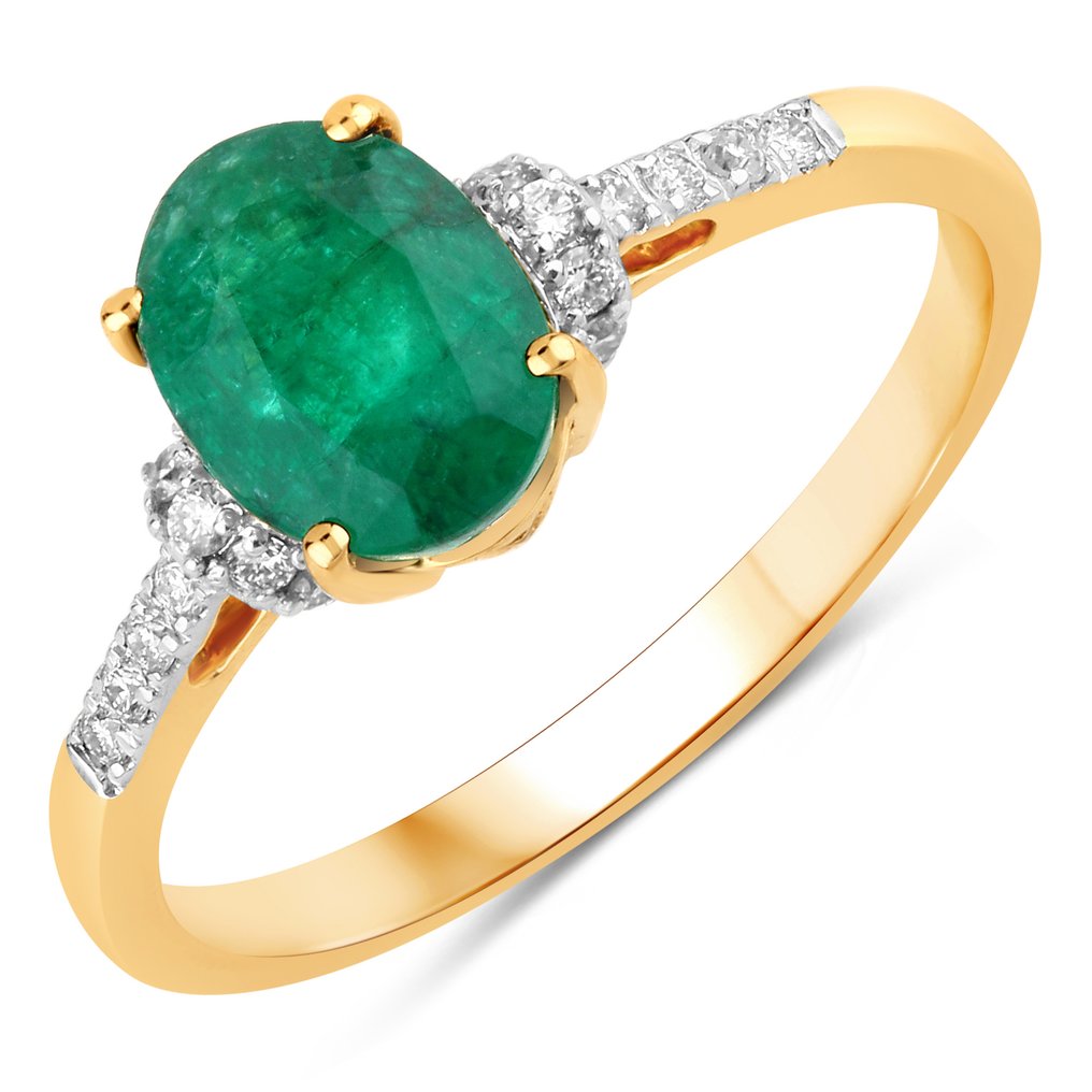 Ring - 14 karat Gulguld, Hvidguld -  1.46ct. tw. Smaragd - Diamant #4.3