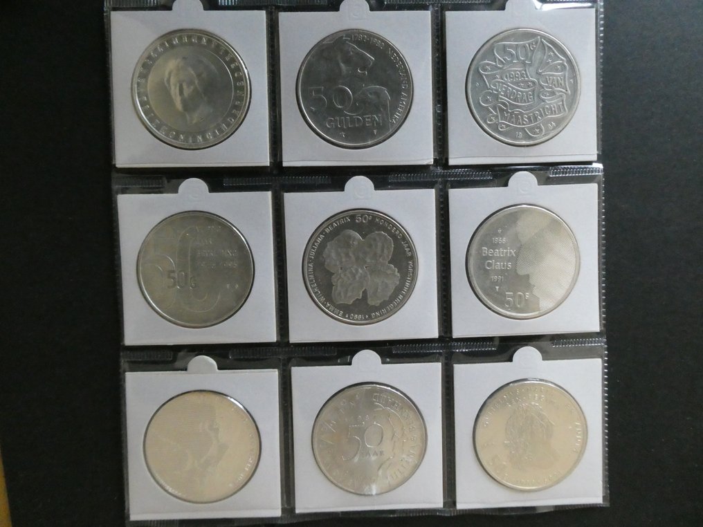 Netherlands. 50 Gulden 1982/1998. (complete serie 9 st) #1.0