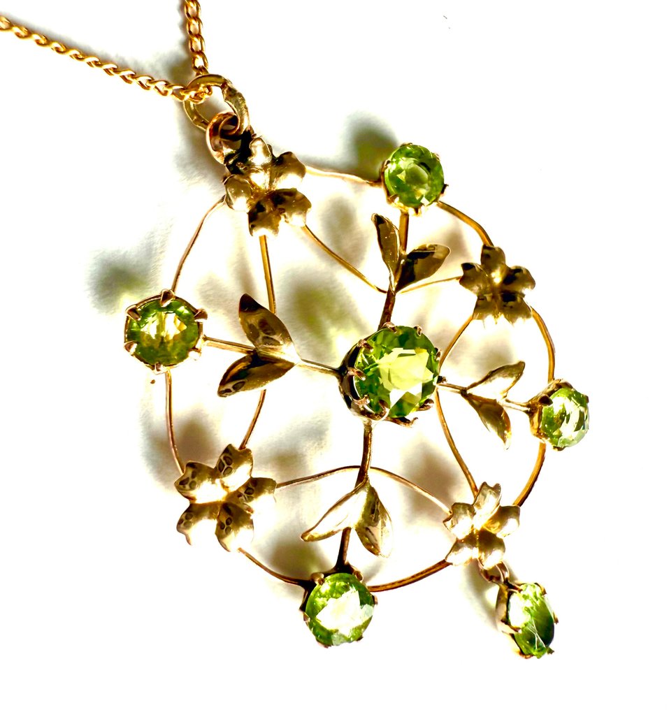 项链 - 9 kt. 黄金 - 9克拉新艺术风格橄榄石 #1.0