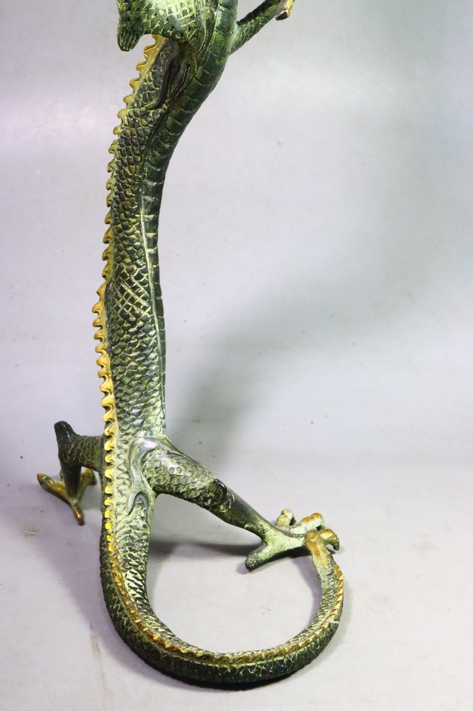 Bronz - Statuetă de dragon impunător în poziție verticală - Shōwa period (1926-1989) (Fără preț de rezervă) #2.1