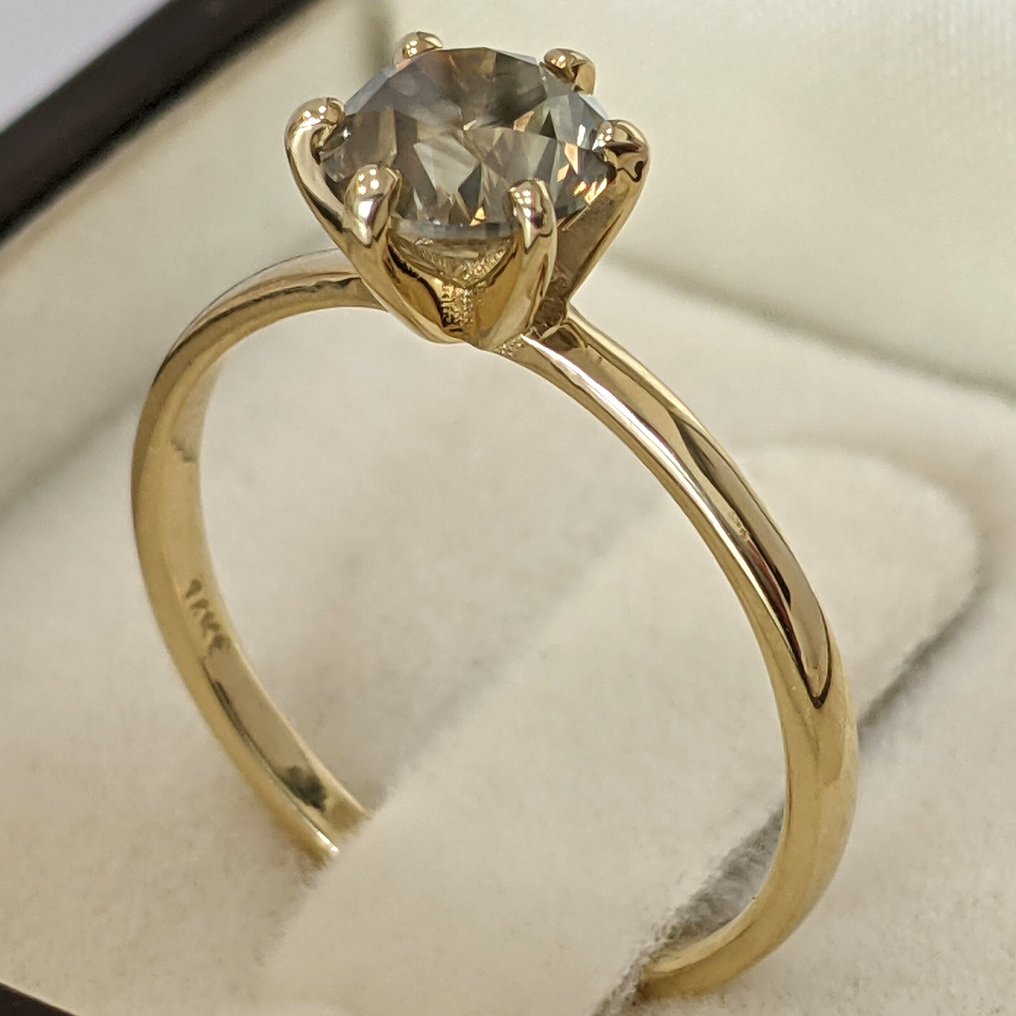 Sem preço de reserva - Anel - 14 K Ouro amarelo - 1.18ct. tw. Diamante (Colorido natural) - GWLab #3.2