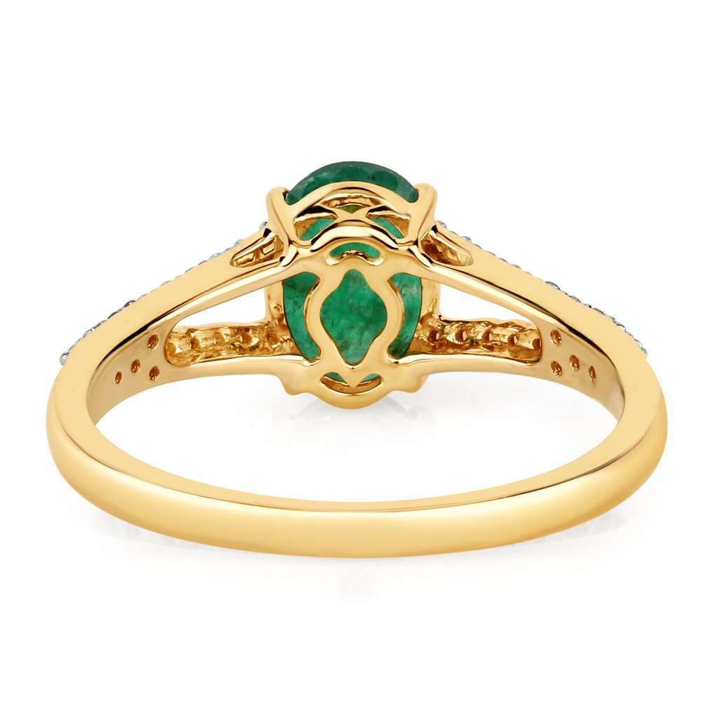 Ring - 14 karat Gulguld - 1.35ct. tw. Smaragd - Diamant #3.2