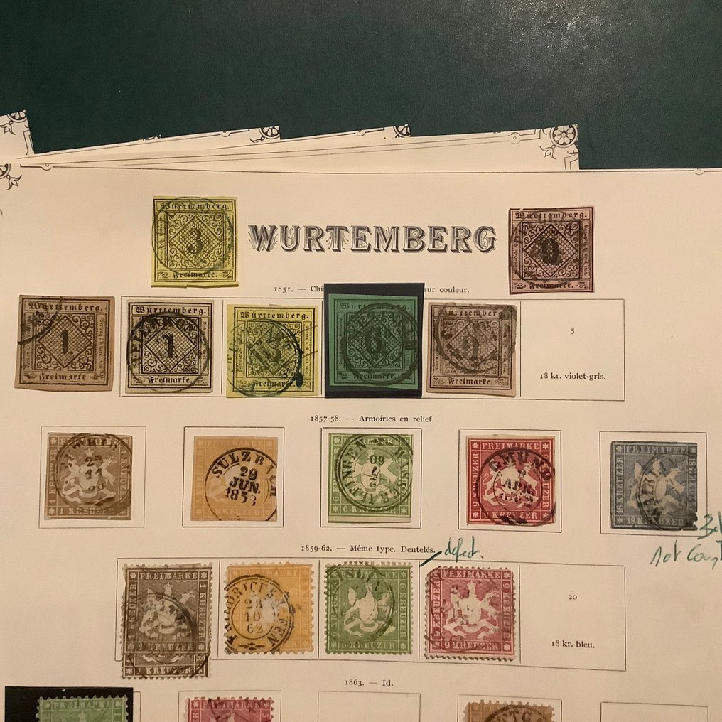 符腾堡 1851/1920 - 良好的收藏在相册页上 - Michel 1/281 #1.0