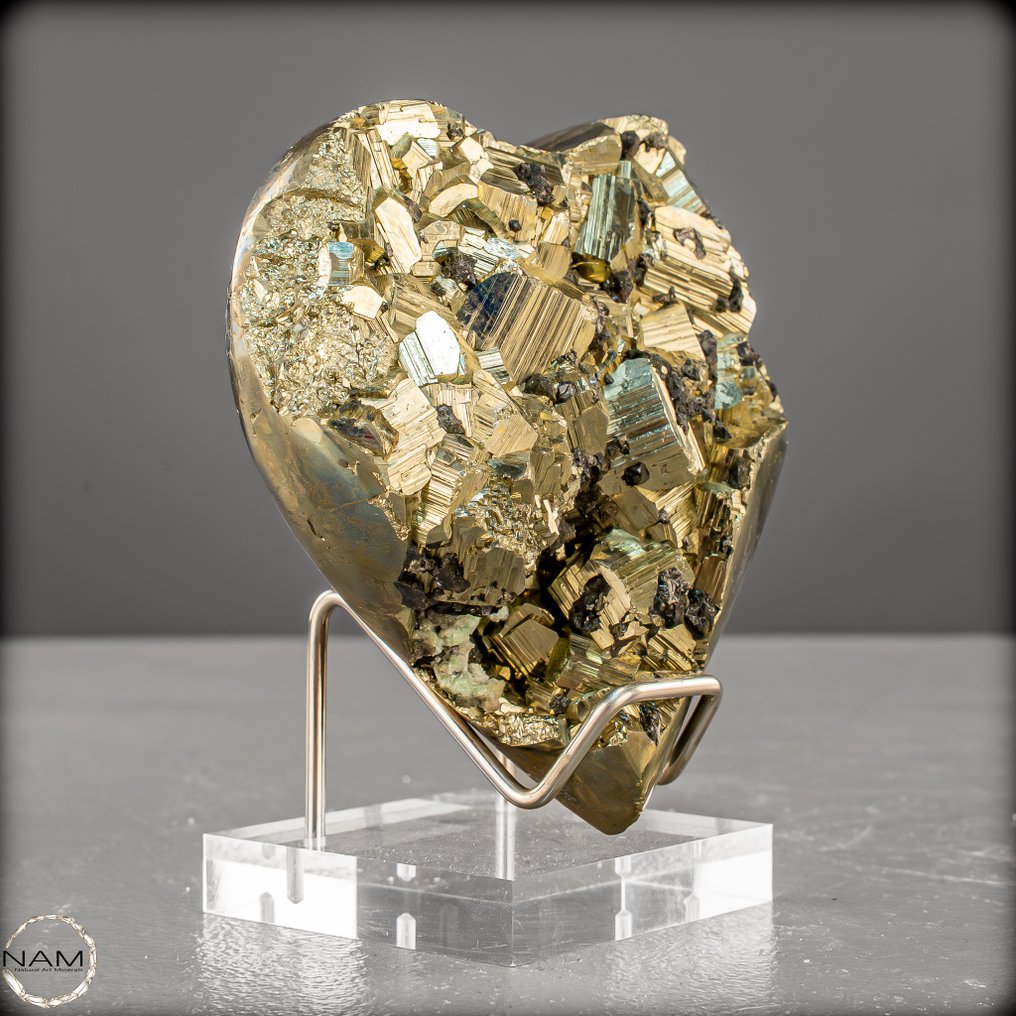 Naturligt pyrit-hjerte Symbol for styrke, selvsikkerhed og beskyttelse- 643.36 g #4.3