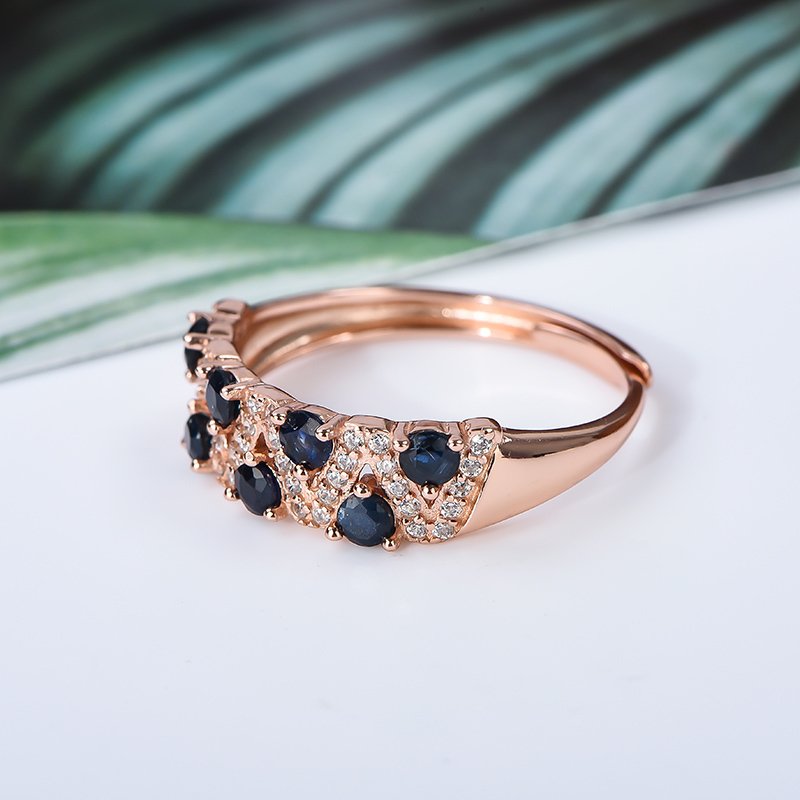 Zonder minimumprijs - Ring Zilver - 0.65ct. tw. Saffier #3.2