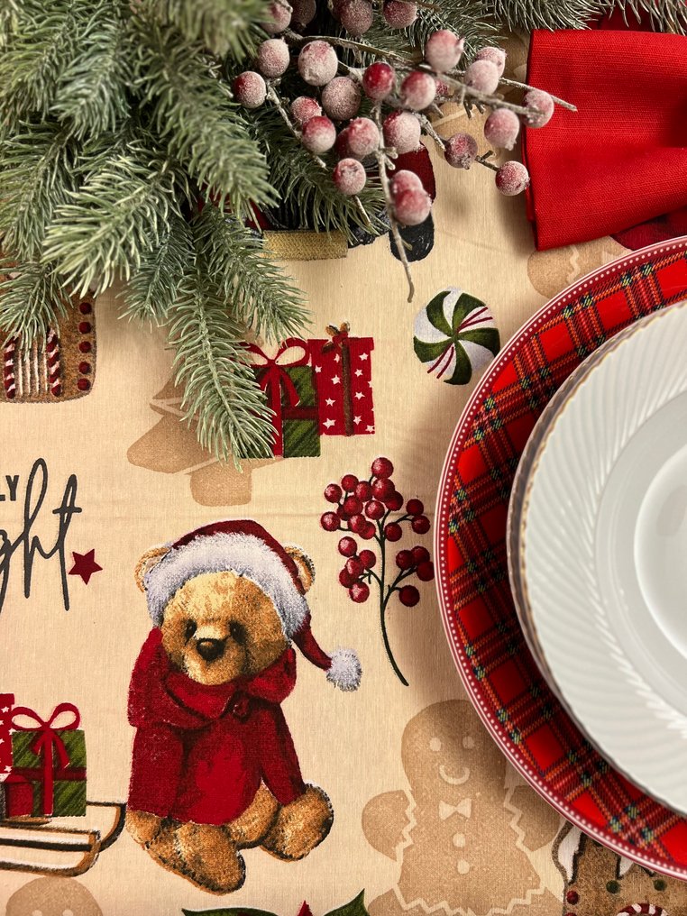 Complete Christmas tablecloth set for 24 seats + napkins for large tables - Tablecloth  - 355 cm - 140 cm #3.2