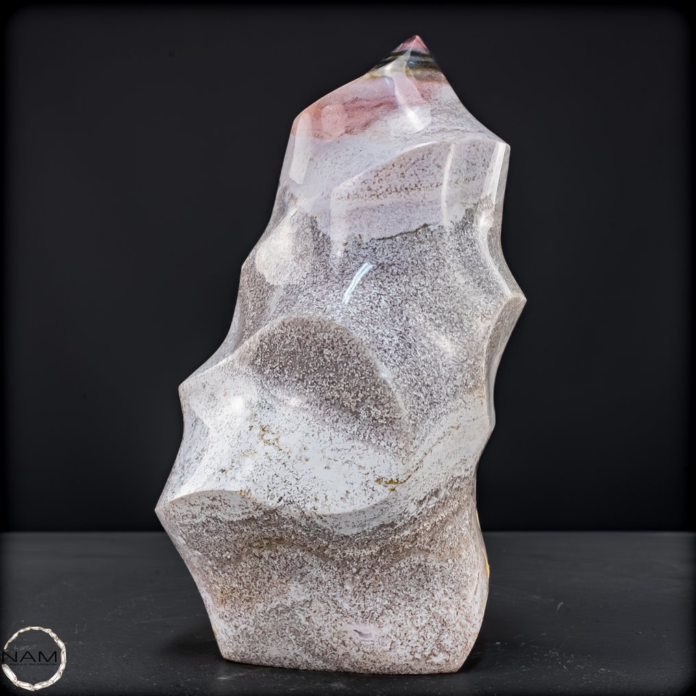 Ágata de chama com bandas – Elegância suave em forma fluida Flame- 1884.65 g #1.0