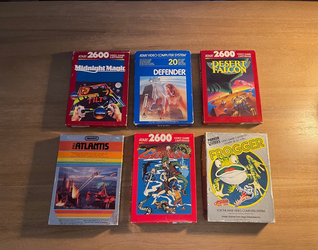 Atari - 2600 VCS - Set of 6 boxed games (Defender, Atlantis, Frogger, etc...) - Videospill - I original eske #1.0