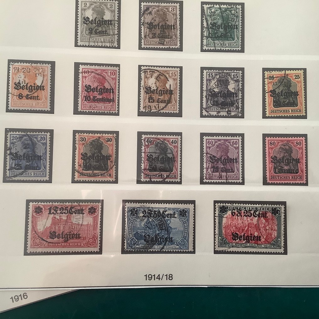 Impero tedesco – occupazione del Belgio (1914-1918) (Etappengebiet) 1914/1918 - Rappresentanza completa del Belgio e tappa ovest - Michel 1/25 en 1/12 #4.3