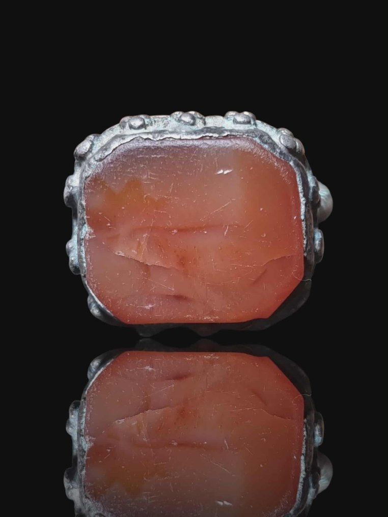 Ναϊάδες Μπρούντζος, Ασημί, Σπάνιο μεγάλο λίθι garnet Δαχτυλίδι (χωρίς τιμή ασφαλείας) #1.0