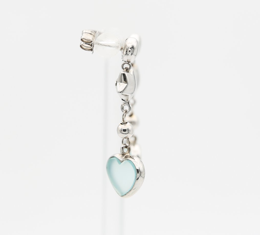 Drop fülbevaló - 18 kt. Fehér arany Chalcedony #4.3