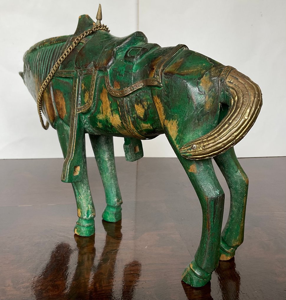 Γλυπτό, Paarden - 21 cm - Ξύλο, Terracotta, Γυαλί #4.3