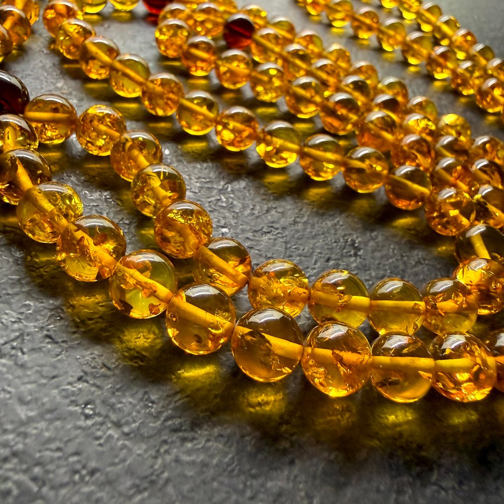 古老的波罗的海琥珀项链念珠108颗珠子,9毫米 - 琥珀 - Succinite / fossilized pine tree resin (沒有保留價) #3.2