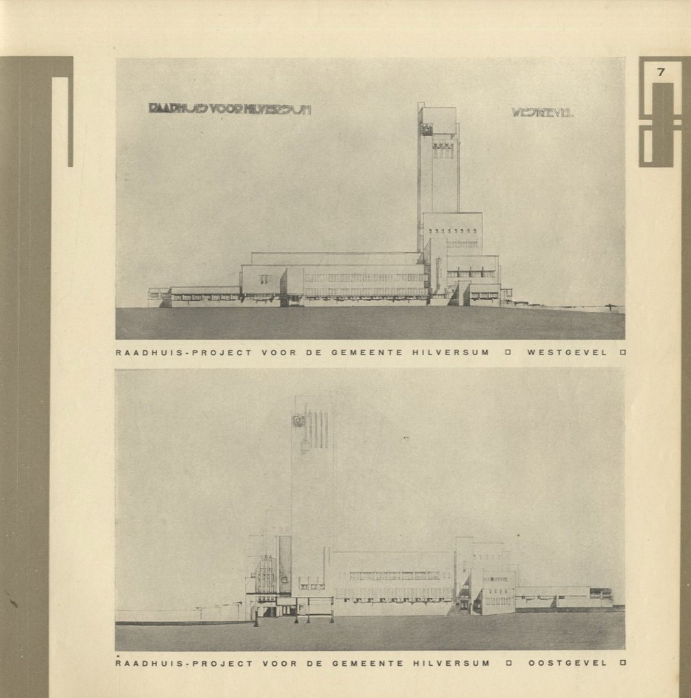 Wendingen; H. Th. Wijdeveld - Dudok - Ontwerp Raadhuis Hilversum - Serie 6, nr. 8 - 1924 #4.3