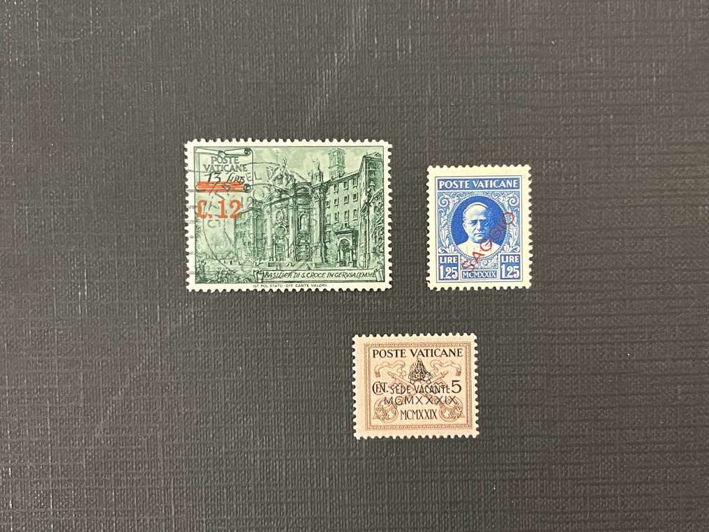 梵蒂岡城 1939/1939 - 梵蒂冈一套6枚邮票，带变体，带完整橡胶，我移动。 - Catalogo sassone N 9 saggio, 61a, 154da, N. 311b, 371a. CEI N 461a #1.0