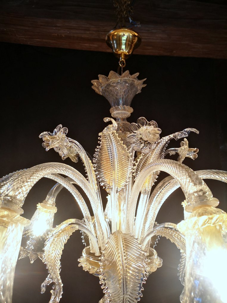 Attribuito alla Fornace Cenedese - Chandelier - Transparent glass and pure gold #2.1