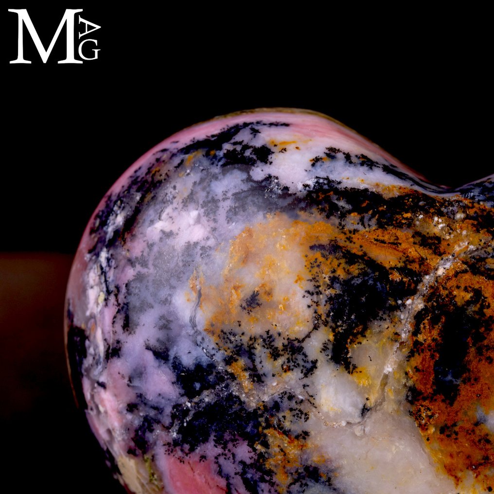 Heart Palm Stein Pink Rhodonite Heart – Peru - Höhe: 85 mm - Breite: 75 mm- 262 g #4.3