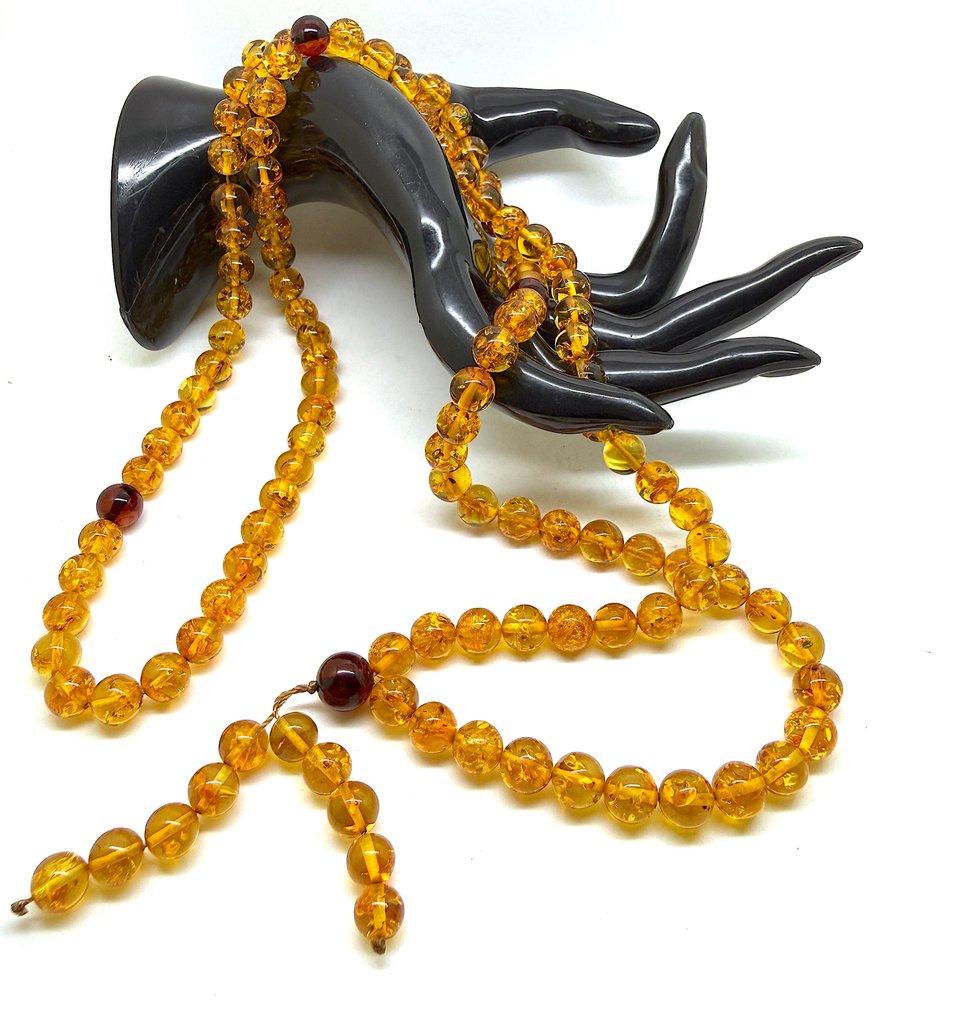 古老的波罗的海琥珀项链念珠108颗珠子,9毫米 - 琥珀 - Succinite / fossilized pine tree resin (沒有保留價) #4.3