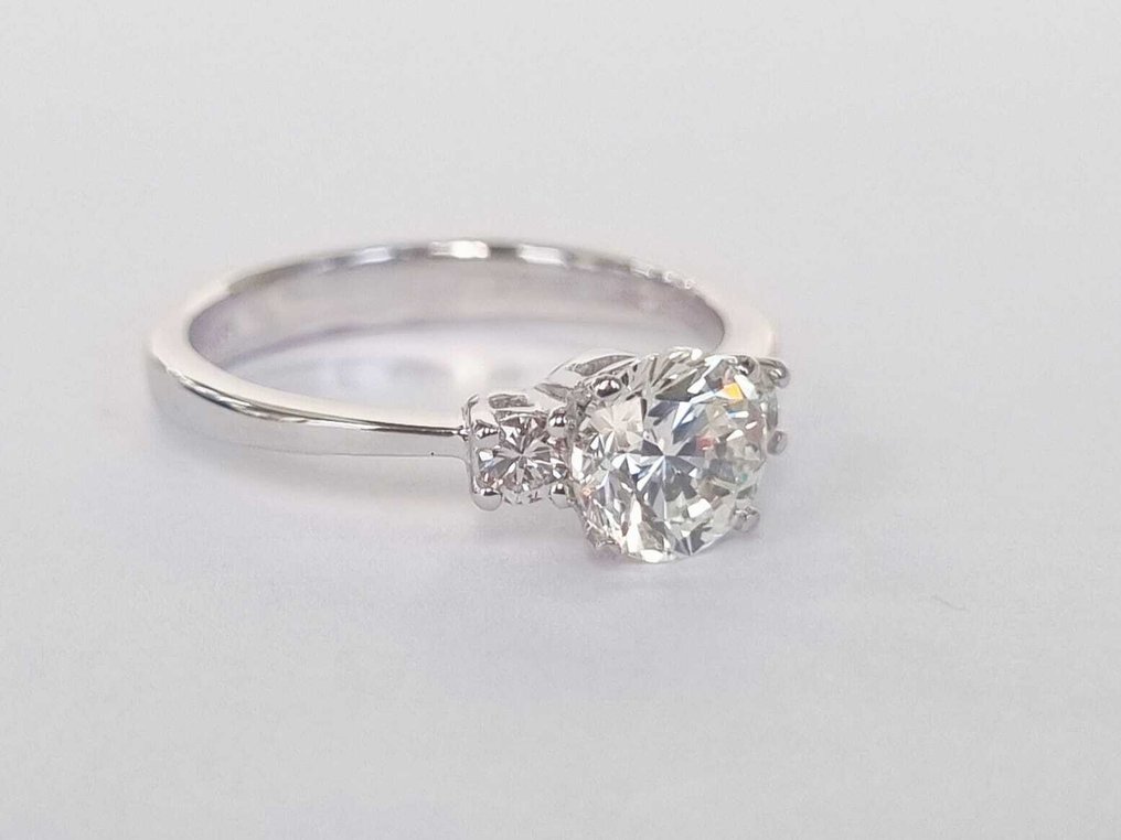 订婚戒指 - 18K包金 白金 -  1.12ct. tw. 钻石 (天然) - 钻石 #1.0