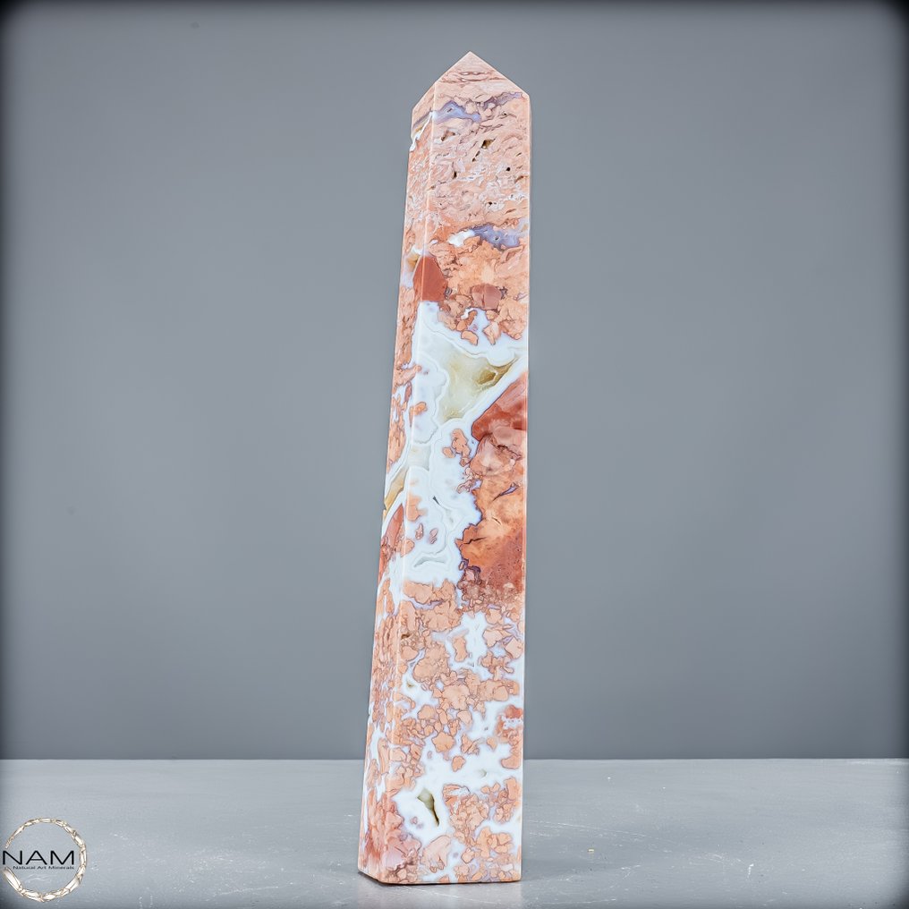 Candy-Achat obelisk – jordens konstverk i mjuka pastelltoner Obelisk- 948.56 g #2.1