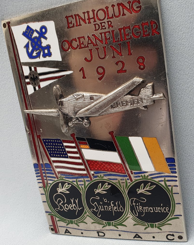 Badge - Pre War Grille Badge - EINHOLUNG DER OCEANFLIEGER - 1928 - Germany - 20th - early (WW I) #4.3