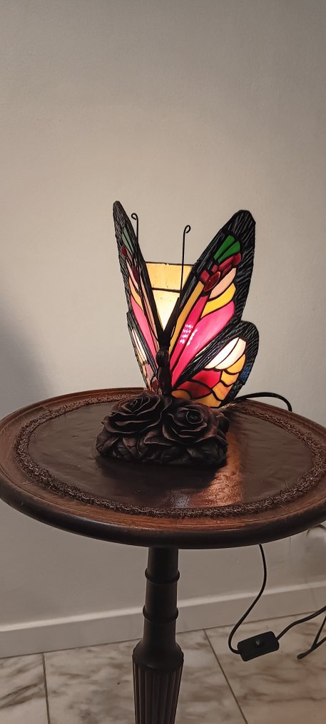 Lamp - Tiffany style - Glass resin - butterfly table lamp #2.1