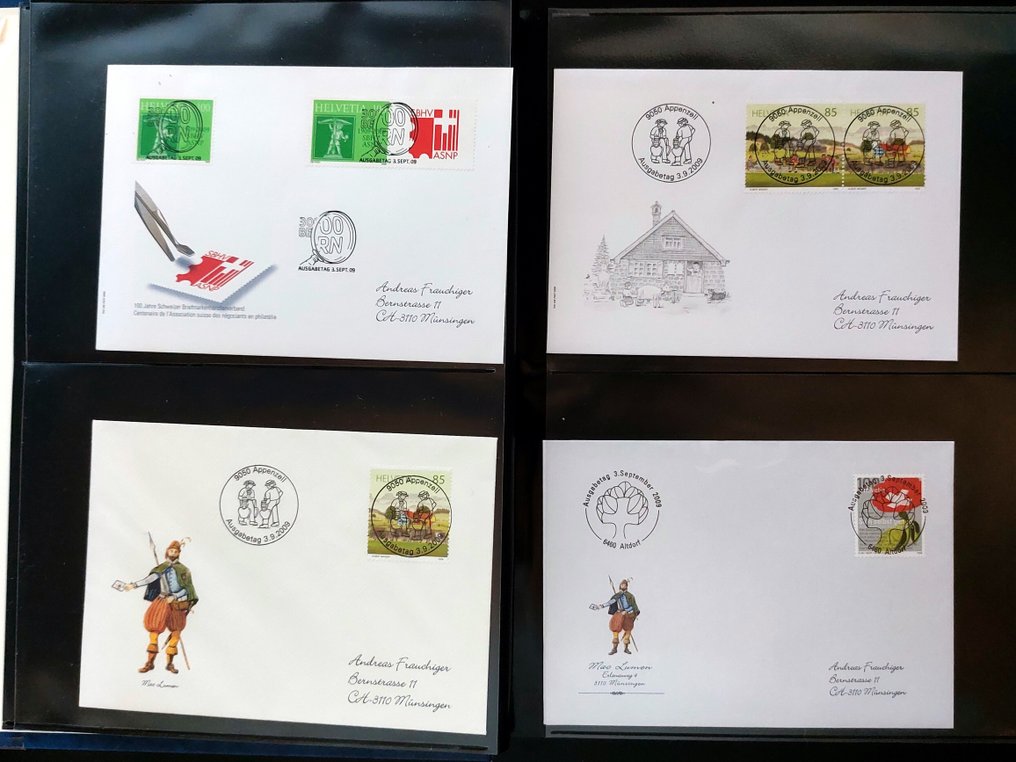 瑞士  - 瑞士，FDC系列及信件，装在2本Importa相册中，配有黑色插页，大约180件。 #3.2