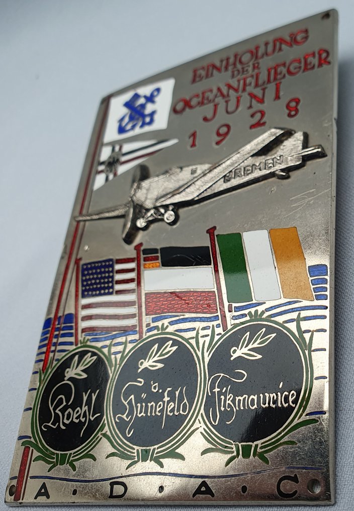 Badge - Pre War Grille Badge - EINHOLUNG DER OCEANFLIEGER - 1928 - Germany - 20th - early (WW I) #2.1