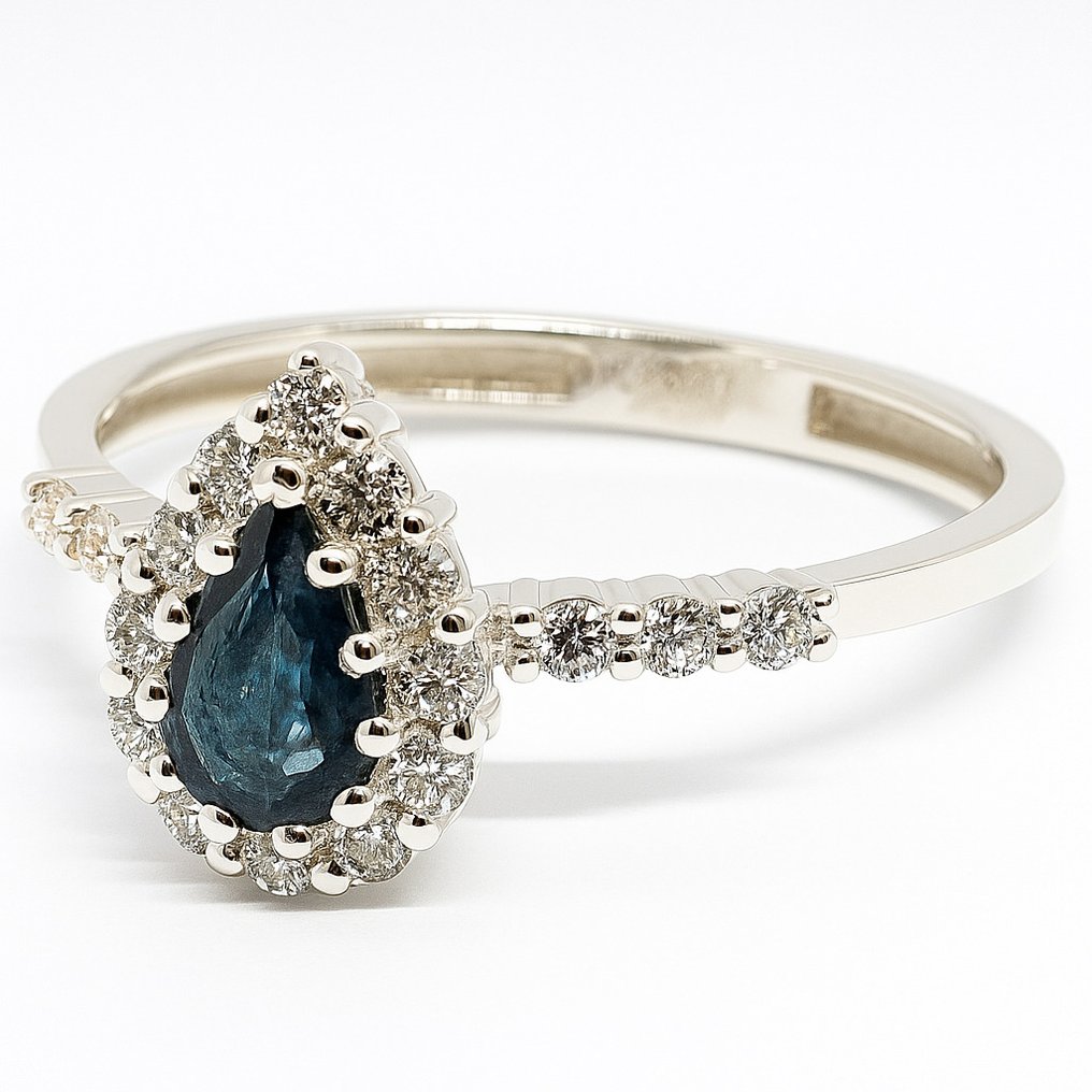 Sem preço de reserva - Anel Prata - 1.00ct. tw. Safira - Diamante #4.3