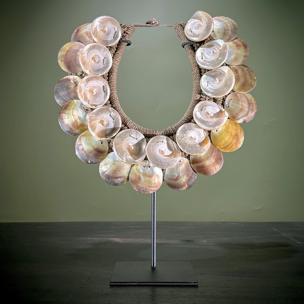装饰饰品 - NO RESERVE PRICE - SN5 - Decorative Shell Necklace on Custom Stand - 巴布亚新几内亚 #2.1