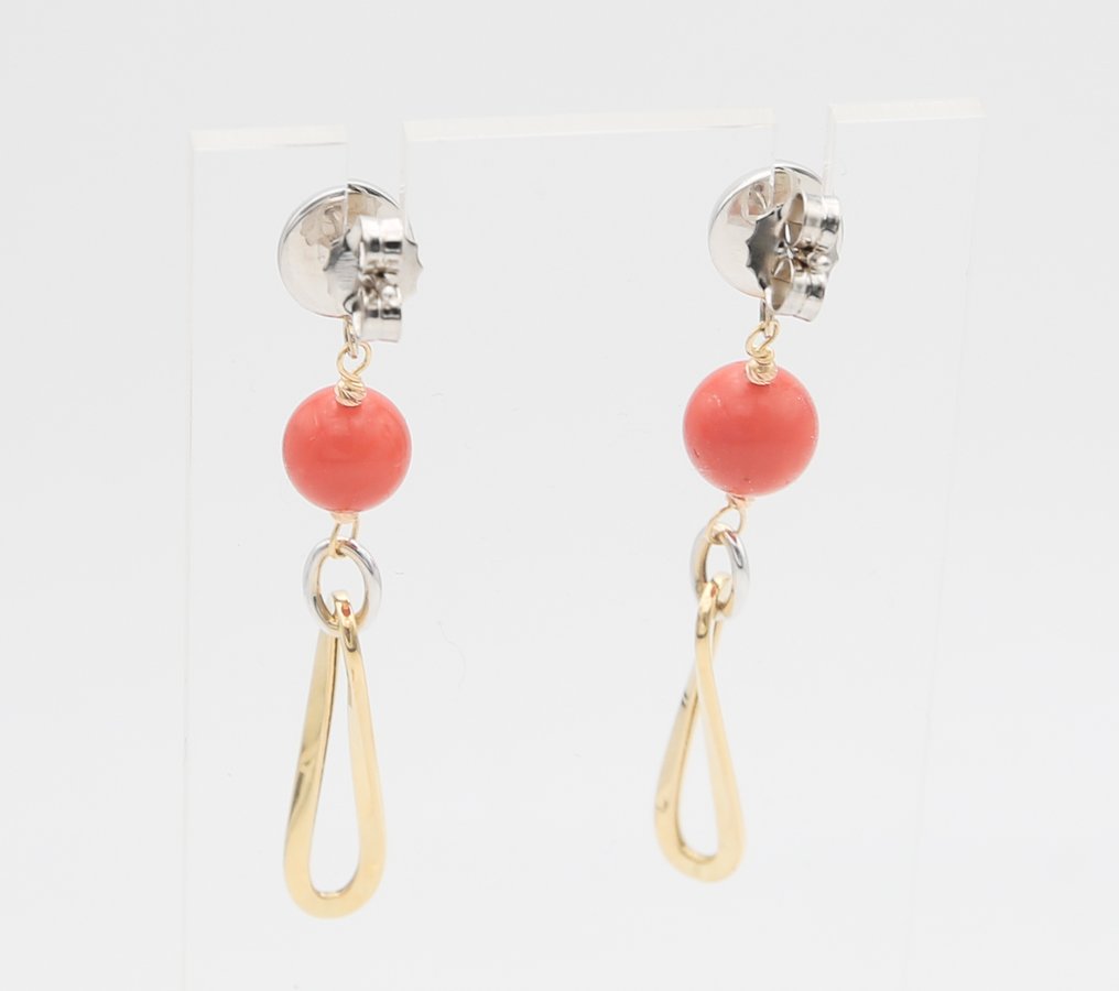 Boucles d'oreilles - 18 carats Or blanc, Or jaune Corail #4.3