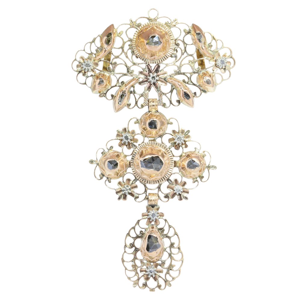 吊坠 - 18K包金 玫瑰金, 银 - 钻石 - Cross,格鲁吉亚 1830 #1.0