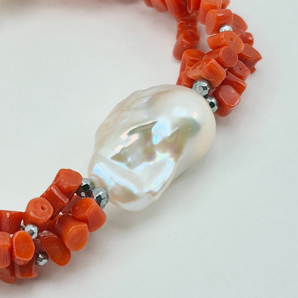 Κοράλλι αίματος - Ασημί - Βραχιόλι - CORALLO MEDITERRANEO #1.0