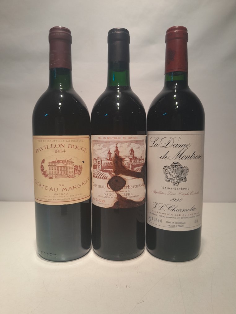 1984 Pavillon Rouge du Chateau Margaux; Chateau d'Estournel; 1998 La Dame de Montrose - Margaux, Saint-Estèphe - 3 Pullot (0.7 L) #1.0