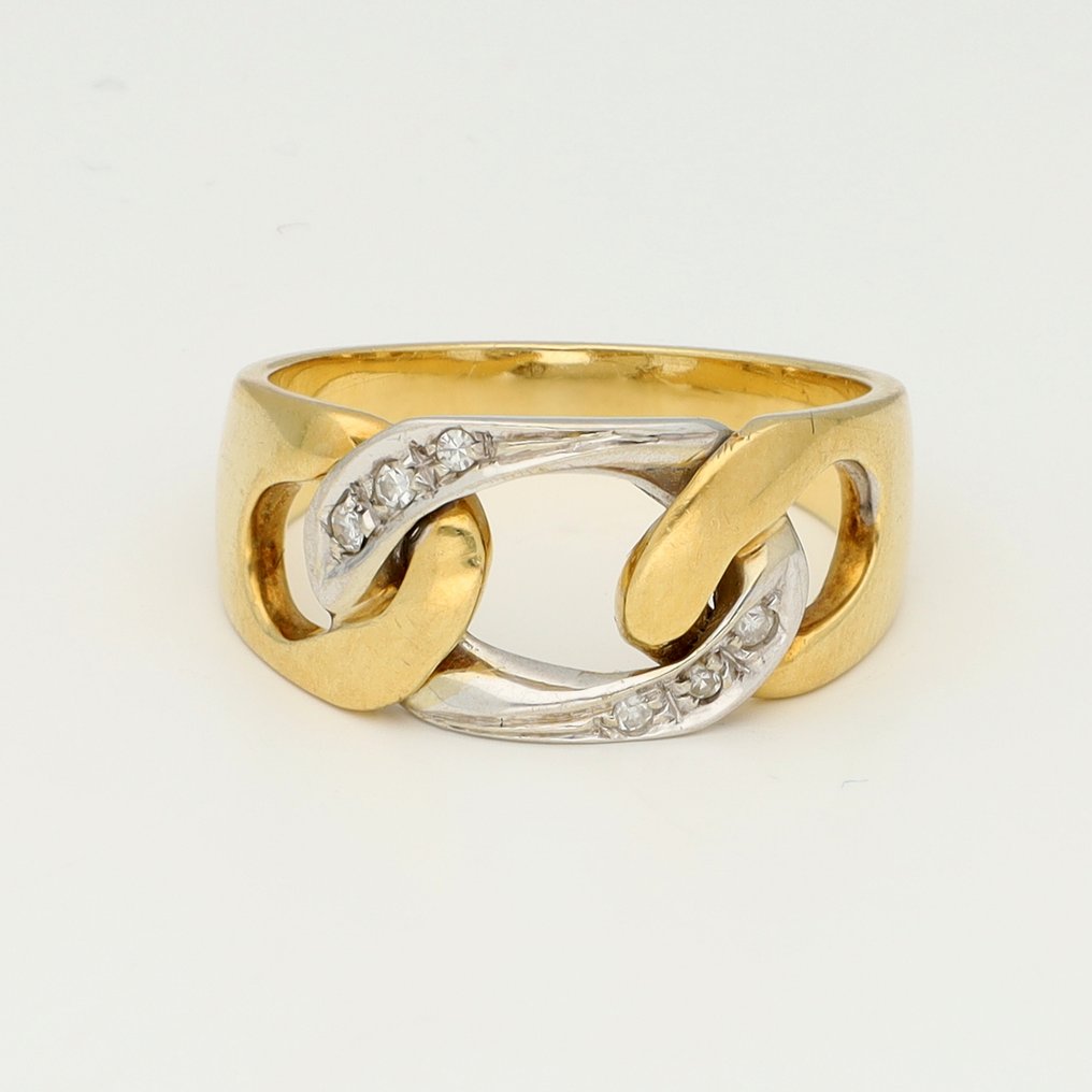 戒指 - 14 克拉 黃金, 白金 鉆石 (天然)  #1.0