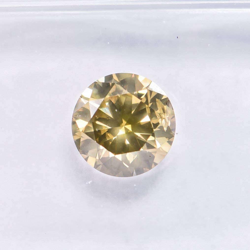 沒有保留價 - 1 pcs 鑽石  (天然彩色)  - 1.03 ct - 圓形 - Fancy 淡灰色, 黃色 綠色 - SI2 - 國際寶石學院（International Gemological Institute (IGI)） - VG #2.1